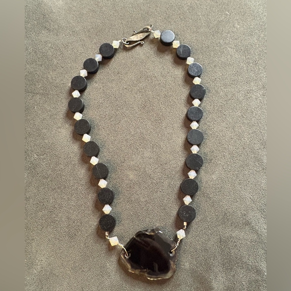 Handmade Black Agate Necklace